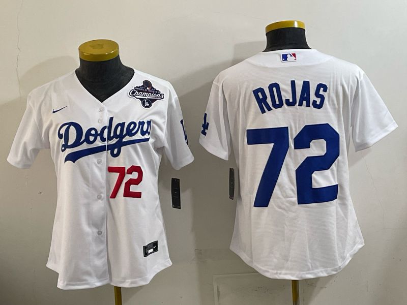 Women 2026 Nike Los Angeles Dodgers #72 Rojas White Game MLB Jersey 010->women mlb jersey->Women Jersey